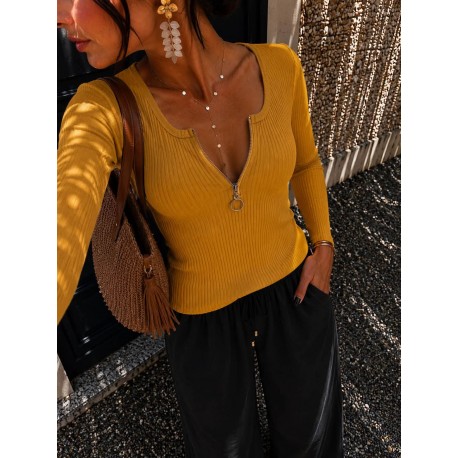 Top zip moutarde