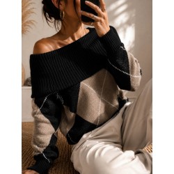 Pull noir Jacquard