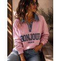 Pull bi-matière rose