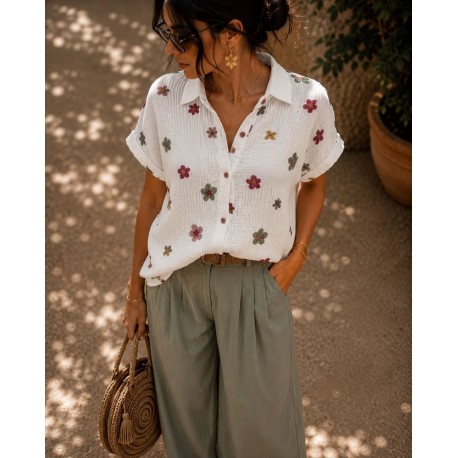 Chemise gaz de coton flowers