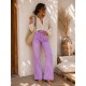 Jeans wide leg délavé parme