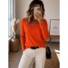 Haut cotelé dentelle orange
