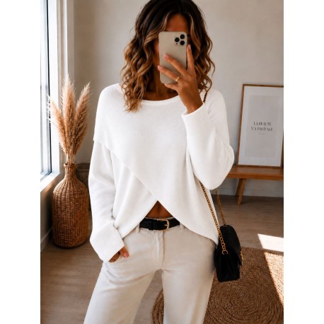 Pull croisé Célia blanc