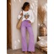 Jeans wide leg délavé parme