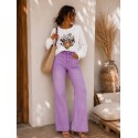 Jeans wide leg délavé parme
