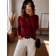 Pull col roulé bordeaux