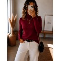Pull col roulé bordeaux