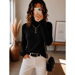 Pull à col roulé noir