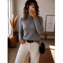 Pull à col roulé gris