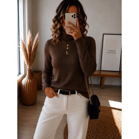Pull à col roulé bordeaux