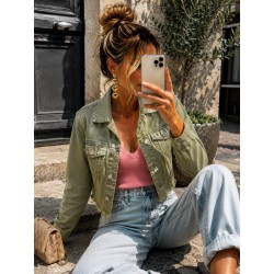 Veste en jeans courte kaki