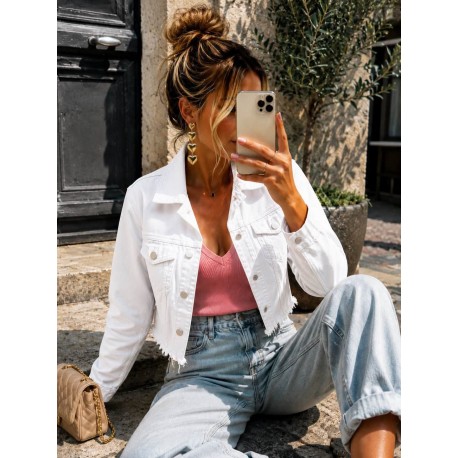 Veste en jeans courte blanc