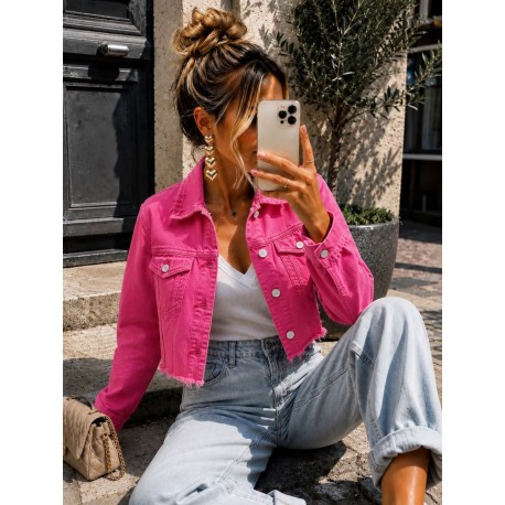 Veste en jeans courte Fushia