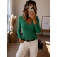 Top col V dentelle vert
