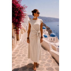 Robe t-shirt à nouer beige