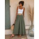Pantalon fluide kaki avec ceinture