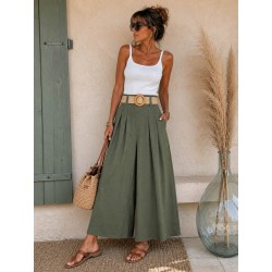 Pantalon fluide kaki avec ceinture