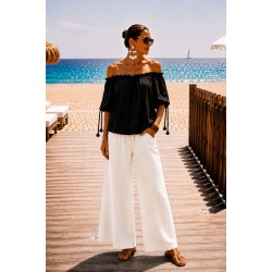 Blouse noire col bateau