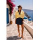 Pull bi-matière jaune