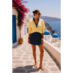 Pull bi-matière jaune
