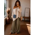 Pull bi-matière beige