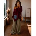 Pull bi-matière bordeaux