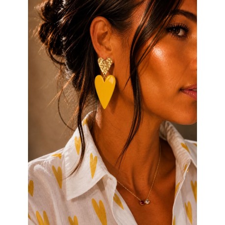 Boucles coeur jaune