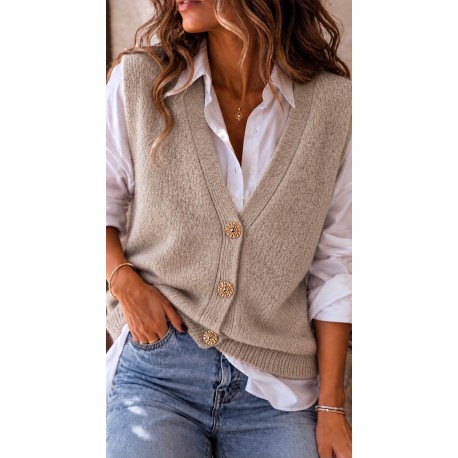 Gilet sans manches beige