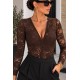 Body dentelle chocolat zip