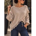 Pull dentelle beige