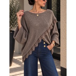Pull dentelle taupe