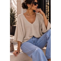 Pull chauve souris beige