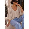 Pull chauve souris beige