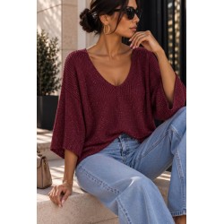 Pull chauve souris bordeaux