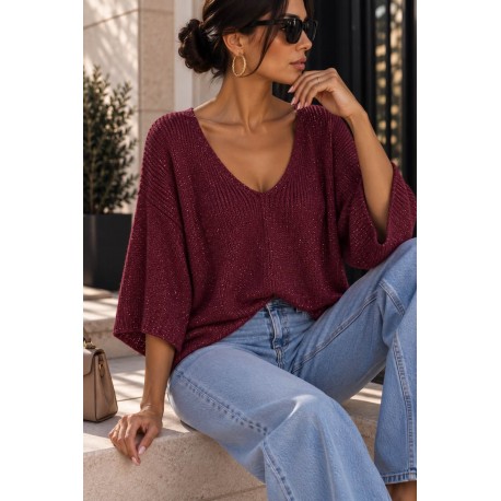 Pull chauve souris bordeaux