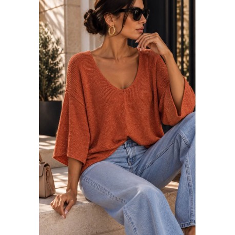 Pull chauve souris terracotta