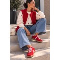 Veste sans manches moumoute rouge