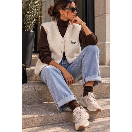 Veste sans manches beige