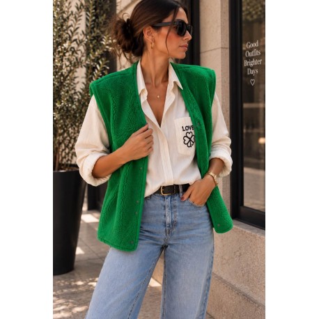 Veste sans manches moumoute vert