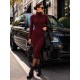 Robe pull midi bordeaux
