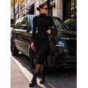Robe pull noire midi