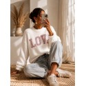 Pull tout doux blanc Love