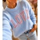 Pull tout doux Love bleu