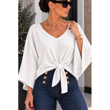 Pull à nouer blanc