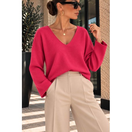 Pull basique confort framboise