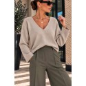 Pull basique confort beige/taupe
