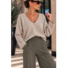 Pull basique confort beige/taupe