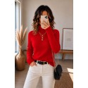 Pull à col roulé rouge