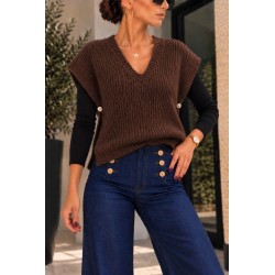 Pull sans manche tout doux chocolat